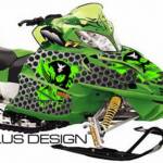 Preview of the "Bloody Hell" sled wrap for Firecats, Sabercats & SNO PROS, in green