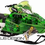 Preview of the awesome Webby Metal sled graphic for Firecats, Sabercats & Sno Pros, in green