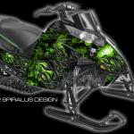 Devil wrap for Arctic Cat Procross/Proclimb preview in green, shown with optional tunnel section