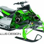 Preview of The Hell's Fury sled wrap for the Arctic Cat Sno Pro, shown in green