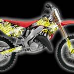 Honda CR 125 250 graphic kit, "Squiggly" shown in yellow