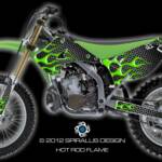 The Hot Rod Flame for the Kawasaki KX 125 & 250 2 strokes. Shown in green