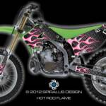 The Hot Rod Flame for the Kawasaki KX 125 & 250 2 strokes. Shown in pink