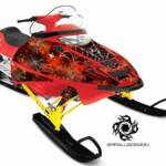 Preview of the Polaris Edge Webby Metal sled graphic kit, in fire