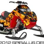 Preview of the True Fire sled wrap for Polaris IQ Racer chassis snowmobiles, shown with natural flame and black background