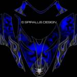 The Devil sled wrap for Polaris IQ-Shift-RMK sleds, in blue