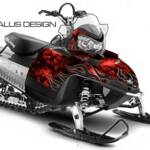Preview of The Devil sled wrap for Polaris IQ-Shift-RMK sleds, in red