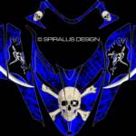 The revised Jolly Roger graphic kit for Polaris IQ Shift RMK sleds, in blue.