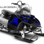 Preview of the Transmission Fluid sled wrap for Polaris IQ Shift RMK Dragon snowmobiles, in blue