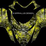 The Webby Metal sled graphic for Polaris IQ Rush RMK snowmobiles, in yellow