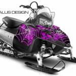 Preview of The Webby Metal sled graphic for Polaris IQ Rush RMK snowmobiles, in pink
