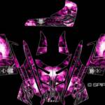 The "Devil" sled wrap for Polaris Rush, PRO RMK snowmobiles, in pink