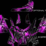 The Warp Drive sled graphic, for Polaris Rush/PRO RMK based sleds, shown here in pink with optional tank section