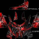 The Warp Drive sled graphic, for Polaris Rush/PRO RMK based sleds, shown here in red with optional tank section
