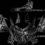 The Warp Drive sled graphic, for Polaris Rush/PRO RMK based sleds, shown here in winter with optional tank section