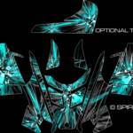 The Warp Drive sled graphic, for Polaris Rush/PRO RMK based sleds, shown here in light blue with optional tank section