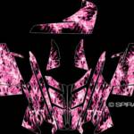 The True Fire sled wrap for Polaris PRO RMK and Rush snowmobiles, shown with pink flame and black background