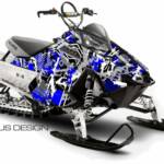 Preview of the Squiggly wrap for Polaris Rush and PRO RMK sleds, shown in blue