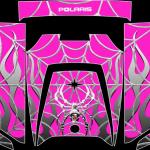 Polaris RZR Webby Metal wrap, with pink background and grey flames
