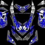 Ventilated Wrap for Ski-Doo REV XP's in blue with white skull