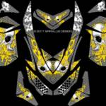 Ventilated Wrap for Ski-Doo REV XP's in yellow with white skull
