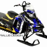 Preview of the Bandit sled wrap for Ski Doo REV XM or XS snowmobiles, in blue