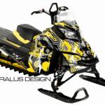 Preview of The Squiggly sled wrap for Ski-Doo REV XM & XS platform sleds, in yellow