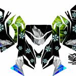 Ski Doo REV XM/XS chassis sled wrap "The North" shown in green/blue/grey