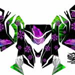 Ski Doo REV XM/XS chassis sled wrap "The North" shown in green/pink/purple