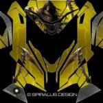 Bzzt...Boom...Death sled wrap for Ski Doo REV XM & XS snowmobiles, in yellow