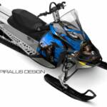 Preview of the really awesome Bzzt Boom Death sled wrap, for REV XP platform Ski Doos. In blue.
