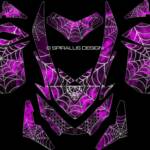 The Webby Metal sled graphic for Ski Doo REV XP sleds, in pink. For Summits, MXZ, Renegades