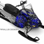 Preview of the Webby Metal sled graphic for Ski Doo REV XP sleds, in blue. For Summits, MXZ, Renegades