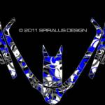 The Vortex of Doom sled graphic for Arctic Cat F Series snowmobiles, in blue