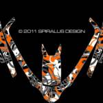 The Vortex of Doom sled graphic for Arctic Cat F Series snowmobiles, in orange
