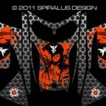 Bloody Hell for Ski-Doo REV based snowmobiles, in orange splatter, black skull