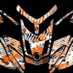 Squiggly sled wrap for Ski-Doo REV XR snowmobiles. Shown in orange.