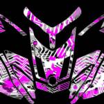 Squiggly sled wrap for Ski-Doo REV XR snowmobiles. Shown in pink.