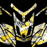 Squiggly sled wrap for Ski-Doo REV XR snowmobiles. Shown in yellow.
