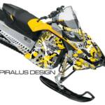 Preview of the Squiggly sled wrap for Ski-Doo REV XR snowmobiles. Shown in yellow.